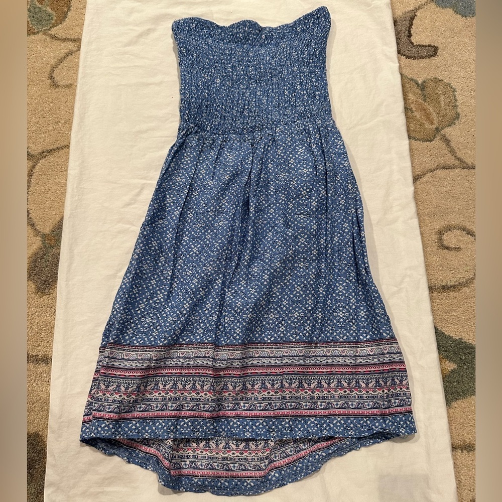 strapless open back sun dress